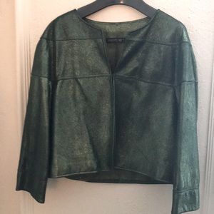 Lafayette 148 New York Green Leather Jacket